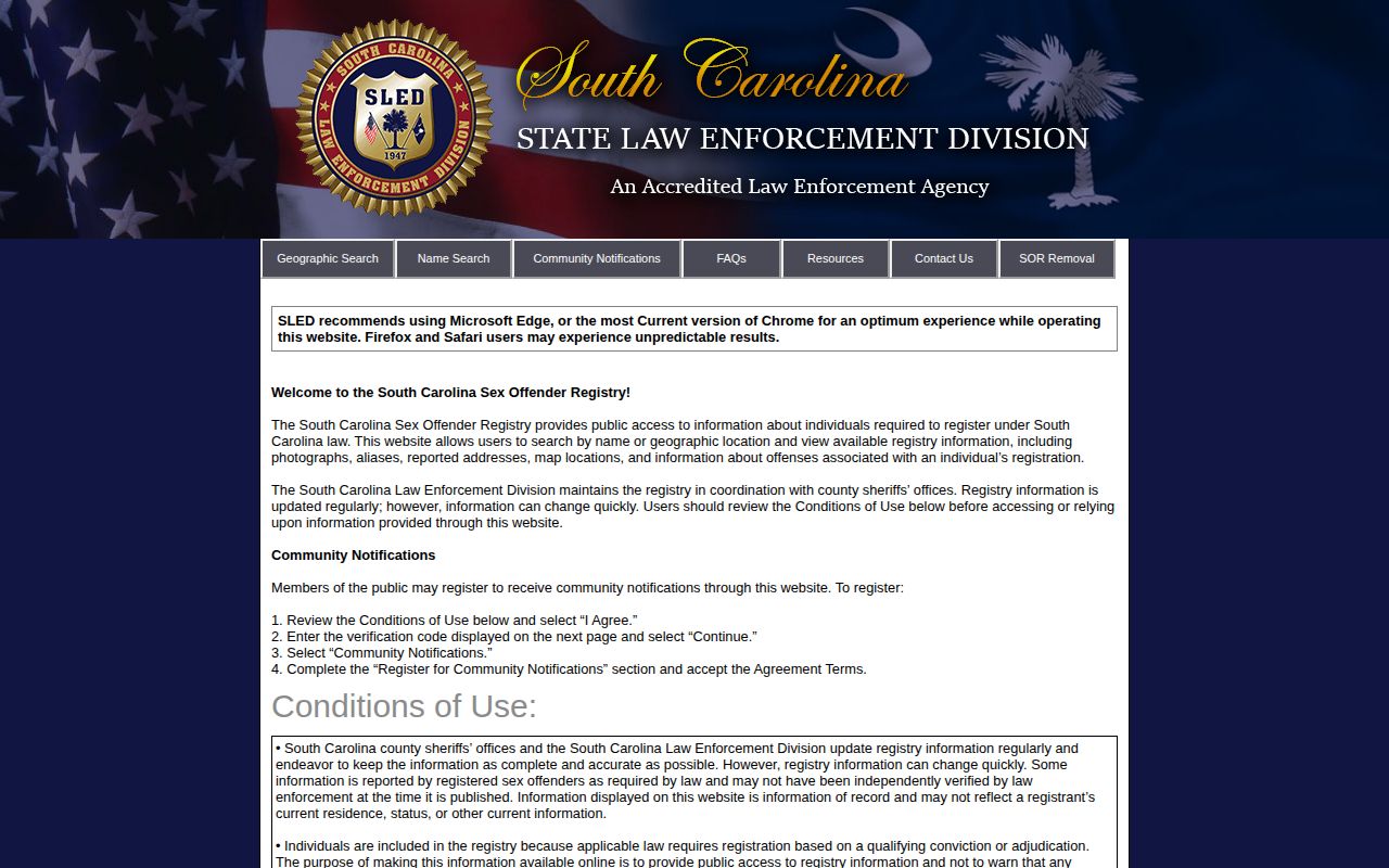 Barnwell County released inmate mugshot limited SLED registry source